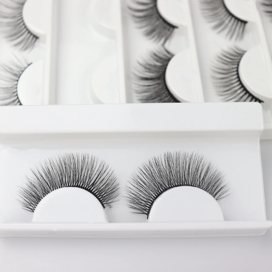 Hot Selling Private Label 3D Wispy Eyelash Fake Mink Eyelashes Supplier Thin Full Strip Lashes Clear Band Faux Mink Lash