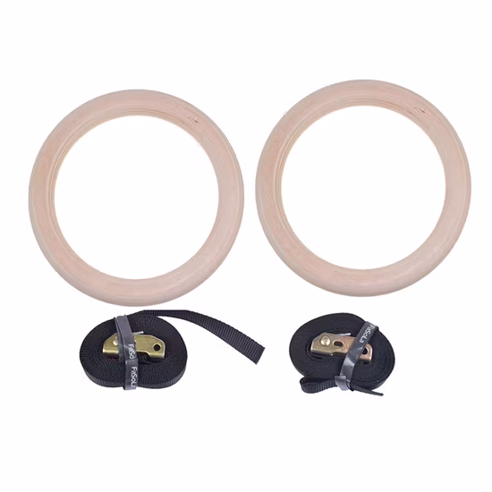 Anneau de callisthénie en bois haute capacité avec sangles attachées à un numéro/boucles de cheville collées à la main/ancre de porte d'alerte