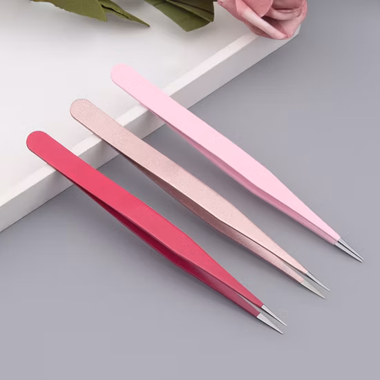 Haute qualité rose personnalisé fille cils pince à sourcils Extension de cils couleur bonbon cils diamant pince à épiler pour cils